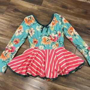 Cheeky Plum Floral and Striped Dress